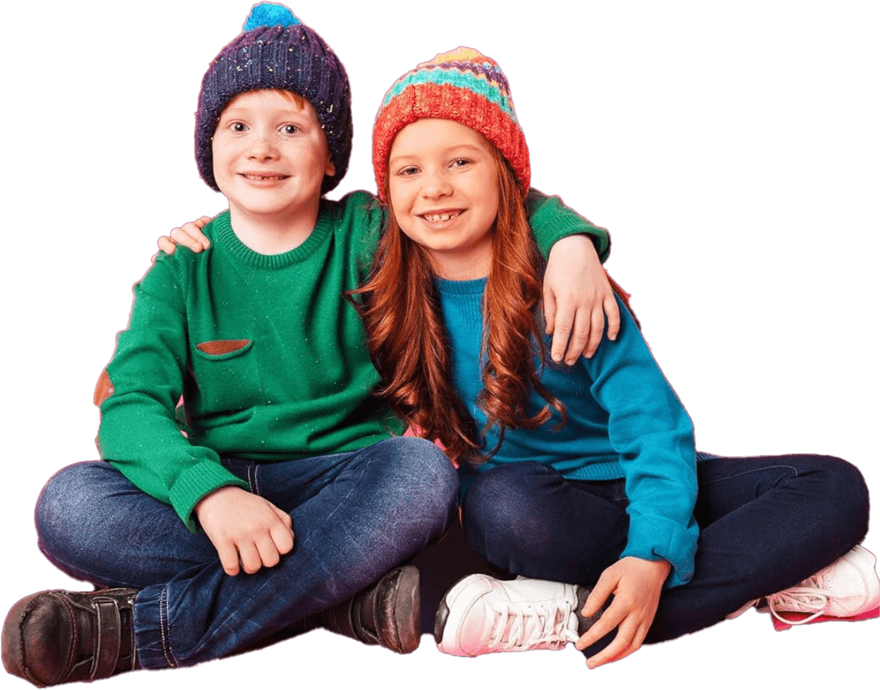 Children in winter wear